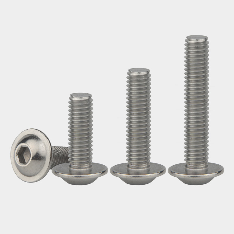 304不锈钢圆头带垫内六角螺丝半圆盘头六角带垫片螺钉螺栓M6M8M10