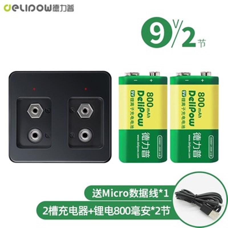 德力普9v充电电池锂电大容量万用表吉他话筒6f22镍氢九伏方块可充