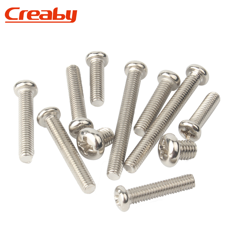 镀镍十字圆头螺丝钉盘头螺栓机丝机螺钉M1.2/m1.4ML2/m2.5M3M4M5M
