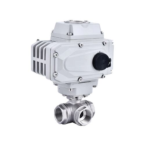 不锈钢电动三通球阀304丝扣L/T型电控调节换向阀门开关Q914/5-16P