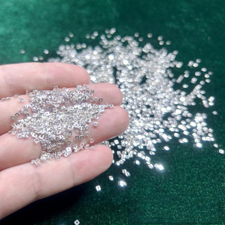 s925纯银迷你碎银子小方形隔片散珠手链项链串珠编绳饰品配件