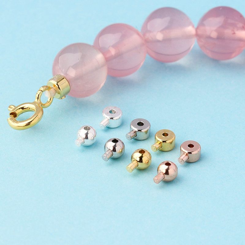 s925纯银高压锅线夹头diy项链定位收尾扣头手链扣钢丝固定配件珠