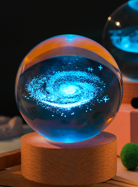 创意彩光水晶球摆件治愈系星空桌面装饰小夜灯毕业季送人生日礼物