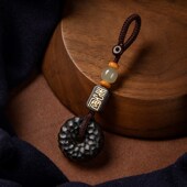 朴房黑檀木平安扣汽车钥匙挂件新款 高档平安钥匙挂饰创意国风吊坠