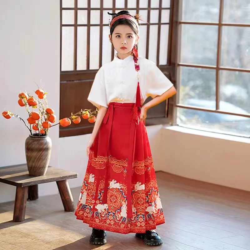 儿童合唱演出服春秋款马面裙男女童国风汉服小学生啦啦操表演服装