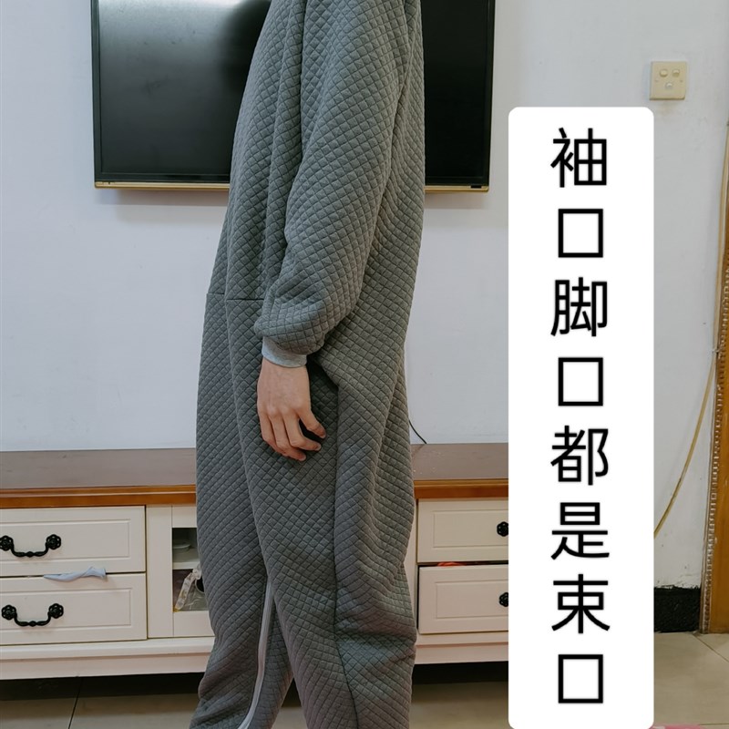 偏瘫病人痴呆瘫痪老人防脱连体睡衣护理服 易换尿布 加厚保暖深色