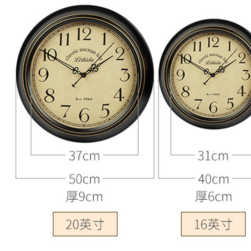 钟表美式客厅复古挂钟静音简约创意时尚挂表北欧艺术装饰时钟挂墙