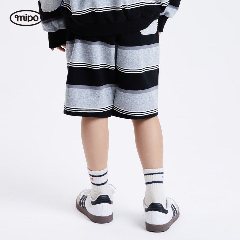 mipo SS24春装 儿童黑白条纹短裤男童2024新款春季女童五分裤子,童装/婴儿装/亲子装,裤子,淘宝优惠券,粉丝福利购,淘宝优惠卷