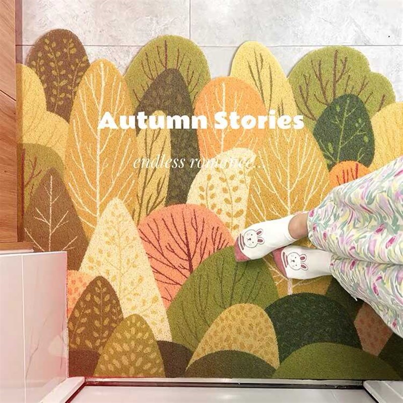 新款清新绿植入户门地垫家用丝圈门垫进门门口蹭土防滑脚垫玄关垫