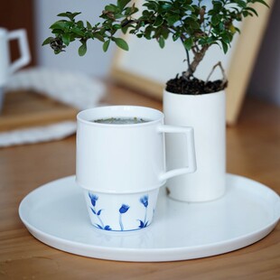 择学家 叠叠高水杯马克杯大号大容量460毫升 景德镇手绘青花 定制