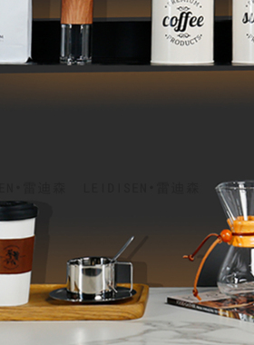 样板间厨房橱柜咖啡系列层架组合摆件装饰品咖啡豆储物罐瓶杯道具