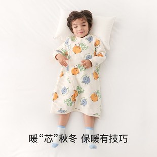 宝宝睡衣秋款婴儿睡袍秋冬夹棉儿童男女童睡裙纯棉保暖秋冬季防踢