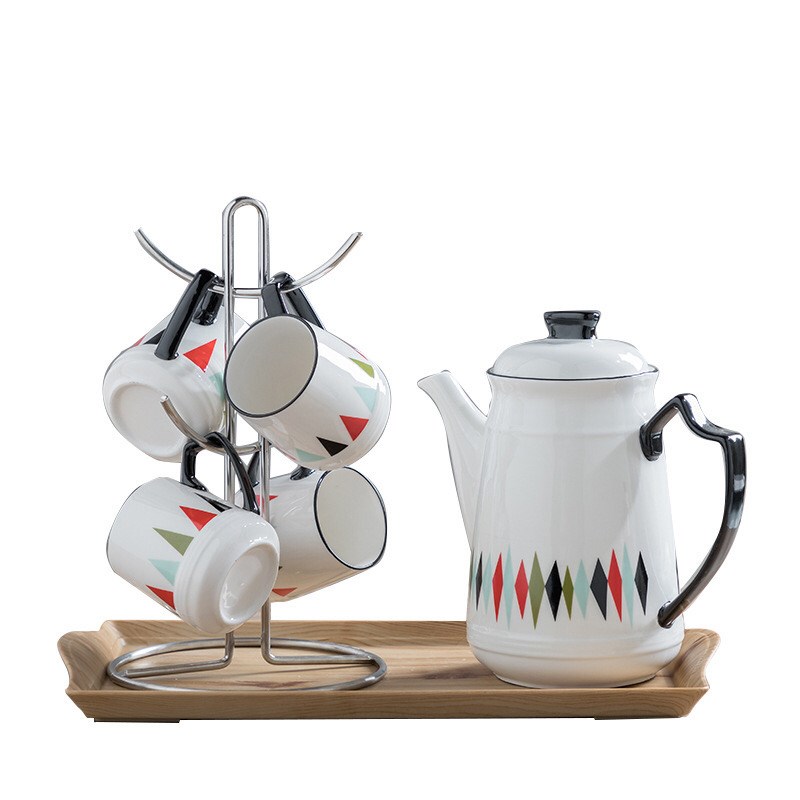 不锈钢杯子挂架家用陶瓷茶杯套装带杯架托盘马克杯收纳架不生锈