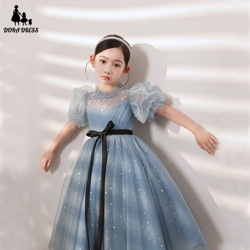 儿童礼服公主裙高端主持人礼服女童钢琴演出服小女孩生日晚礼服