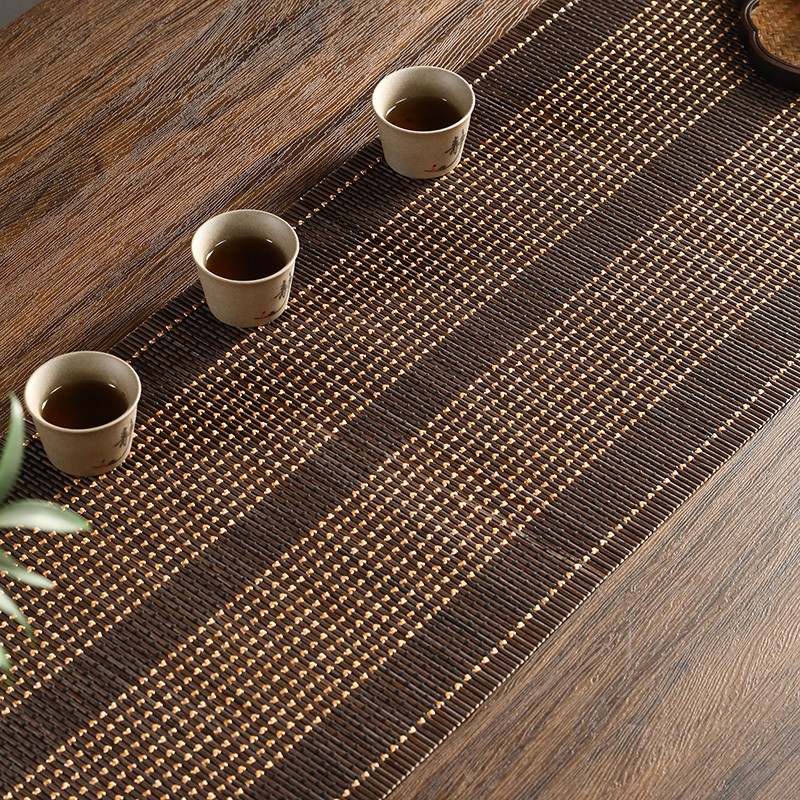 竹丝茶席竹席茶垫茶帘新中式禅意桌旗隔热餐垫功夫茶具垫超长定