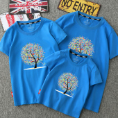 四口家庭装 三口短袖 T恤衫 亲子装 全家装 2022新款 母子母女装 夏装