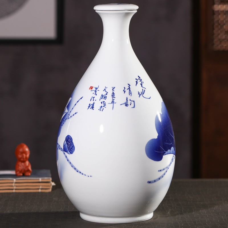 景德镇陶瓷酒瓶青花瓷手绘酒坛3斤5斤10斤酒灌装饰收藏泡酒缸酒壶
