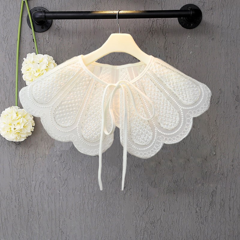 儿童网纱白色披风夏季新款纱裙花边斗篷女童披肩钉珠演出外搭薄款