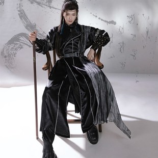 昭华赋汉服男装圆领袍古风服装男武侠仙客暗黑炫酷长款外套男女
