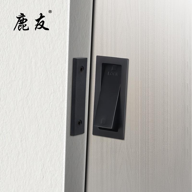 厂家移门锁扣外挂式锁卧室卫生间幽灵木门锁厨房谷仓门内嵌推拉门