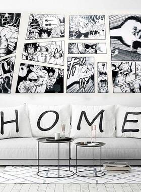 海贼王黑白漫画背景墙装饰画动漫立体壁画七龙珠组合墙画KT板挂画
