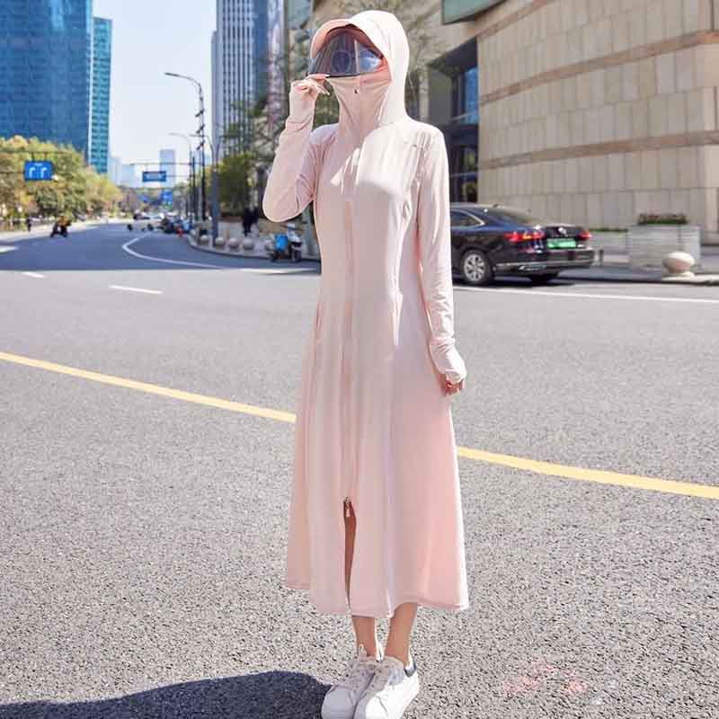 冰丝防晒衣长款全身女夏季沙滩防紫外线过膝骑电车薄款防晒服透气