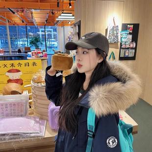 外套 韩系宽松加厚羽绒棉衣工装 长款 过膝大毛领派克服女2025冬新款