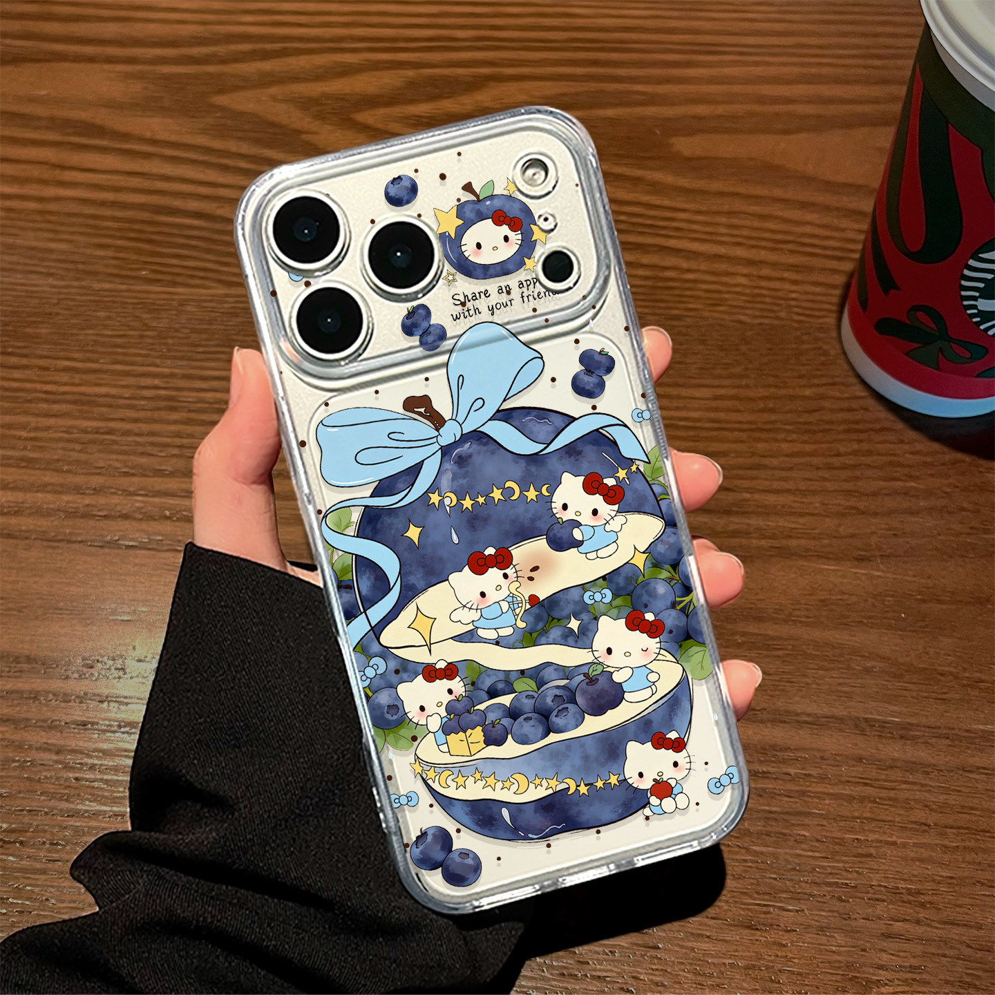 春日蓝莓Kitty猫适用苹果17手机壳iphone16新款15透明14plus超好看13PROMAX女12创意AIR可爱11PROxs套xr软壳