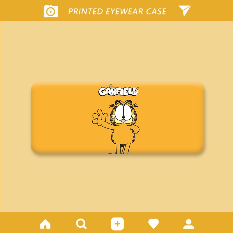 伸手加菲猫眼镜盒便携防压随身近视镜眼睛皮盒P子墨镜学生收纳情