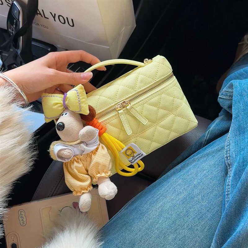 鱼子酱饭盒包女菱格链条包包高级感手提盒子包单肩Y斜挎手机包