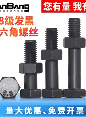 8.8级黑色半牙外六角螺丝螺母组合高强度螺栓M5M6M8M1P0M12M14M16