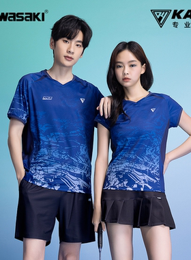 Kawasaki川崎KACE系列羽毛球服男女同款速干透气吸汗运动短袖T恤