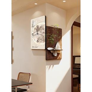 中古风转角时钟挂墙高级感客厅装饰画墙拐角挂钟创意覆古钟表挂画