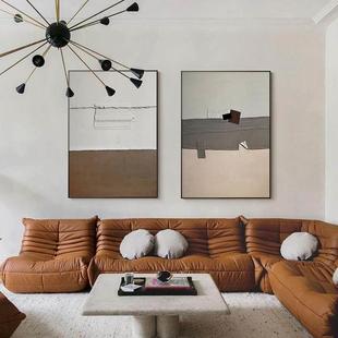 大幅客厅沙发背景墙装饰画侘寂风抽象落地挂画日式简约原木玄关画