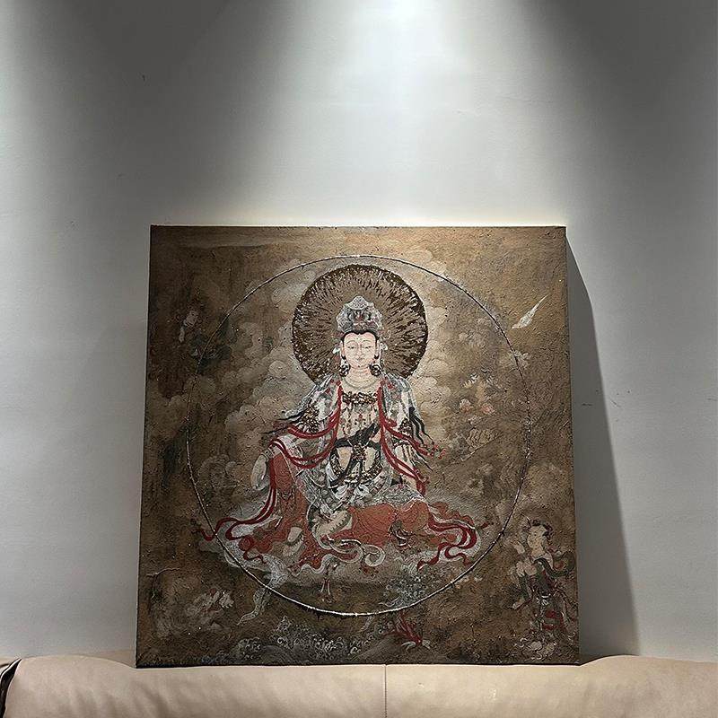 《水月观音》新中式禅意书房茶室挂画高级感玄关柜装饰画唐卡壁画