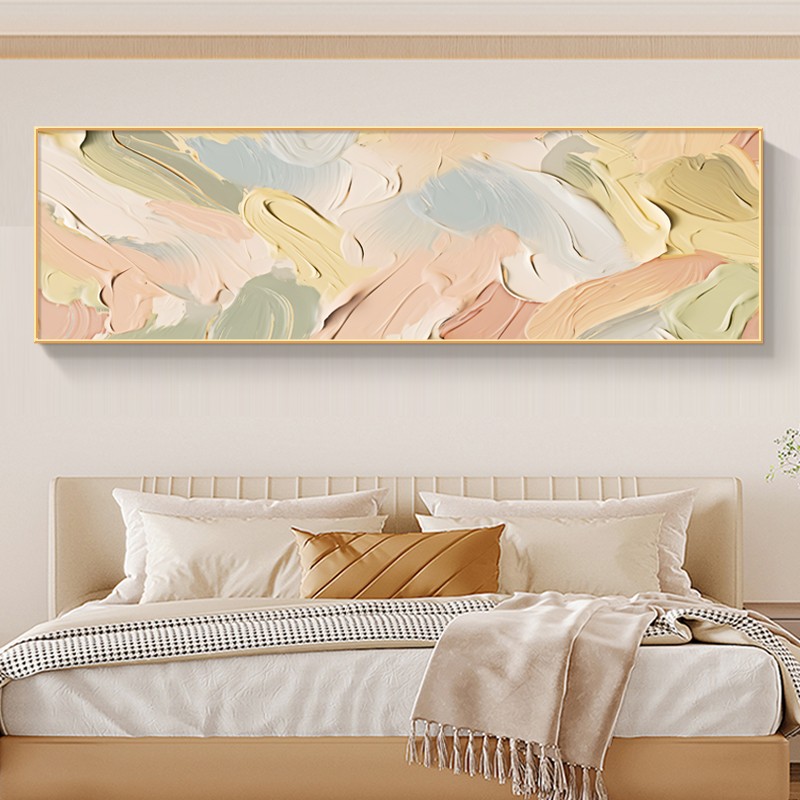 法式奶油风彩色卧室床头装饰画小众艺术客厅背景墙面壁画主卧挂画图片
