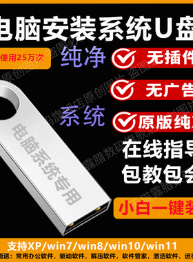 电脑重装系统u盘制作一键装机纯净版w10/w11/w7一键安装pe启动u盘