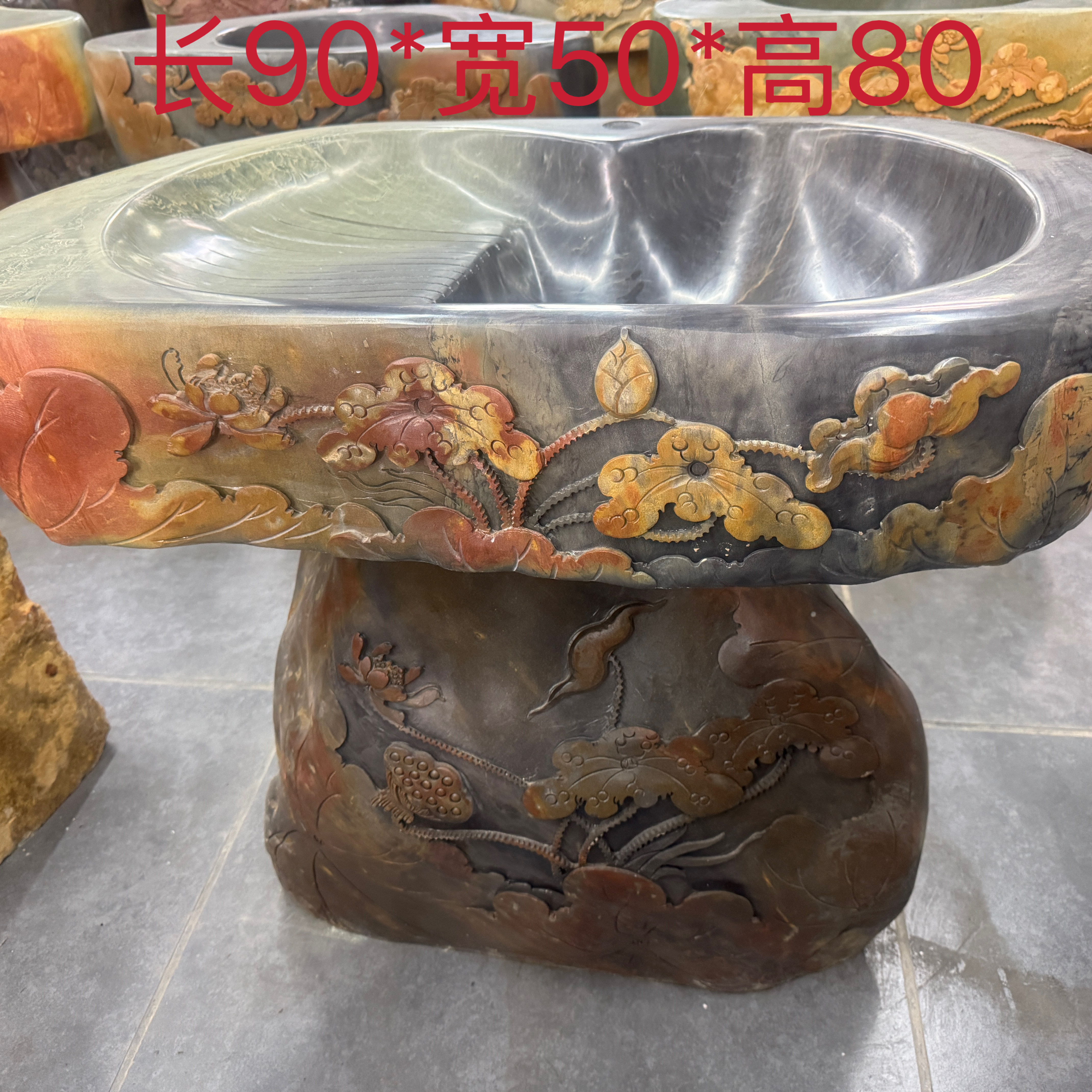 天然石材整石雕刻洗手盆洗衣池圆形洗衣池水槽家用庭院装饰摆件