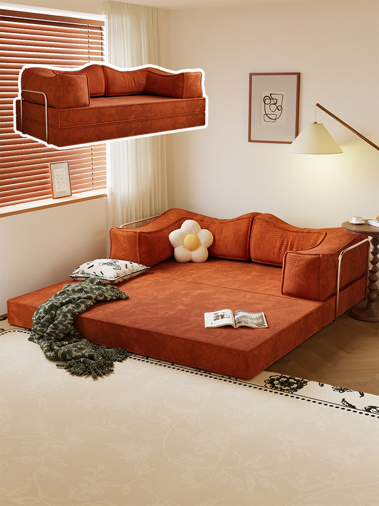 模块布艺压缩沙发床折叠2025新款小户型出租房客厅双人懒人榻榻米