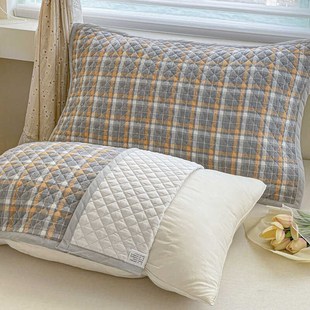 全棉加厚夹棉枕头皮50x80cm单人学生宿舍家用枕巾 枕套一对装