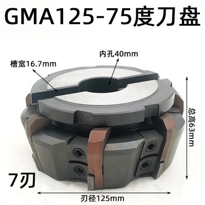 75度铣刀盘重型立铣床铣边机龙门铣端面铣刀盘GMA125 160 200 250