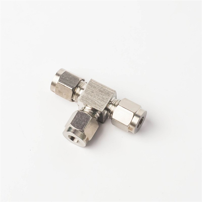 304/316不锈钢卡套三通双卡套接头仪表气源铜管T型等径快速插锁8