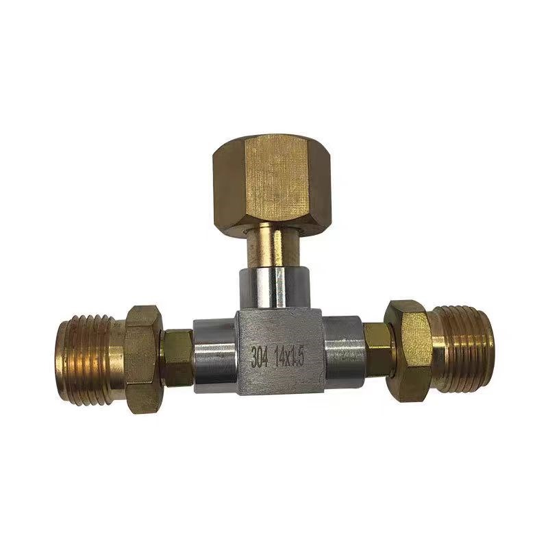 三通铜分配器钢瓶分流器G5/8转接头氧气压力表三通阀一分二路分接