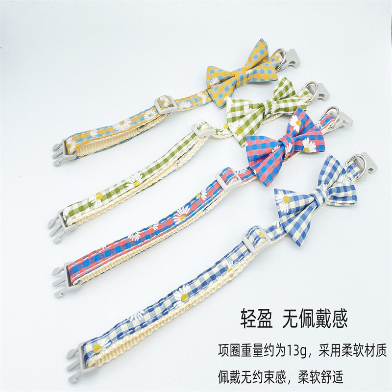 宠物项圈小型犬格子铃铛项圈猫咪蝴蝶结项链新品厂家现货直发