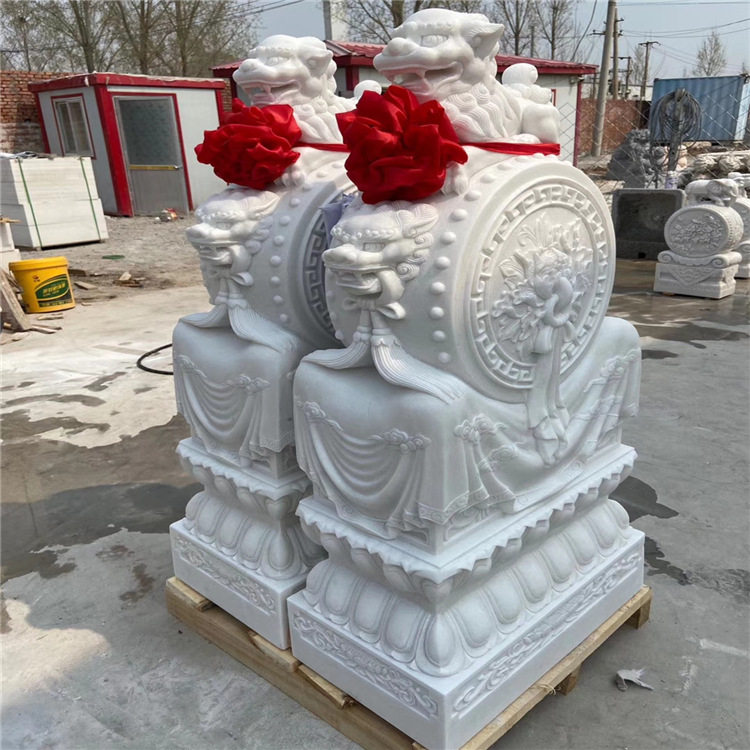 石雕仿古抱鼓石门墩汉白玉小象抱鼓石鼓石墩门鼓门蹲石象