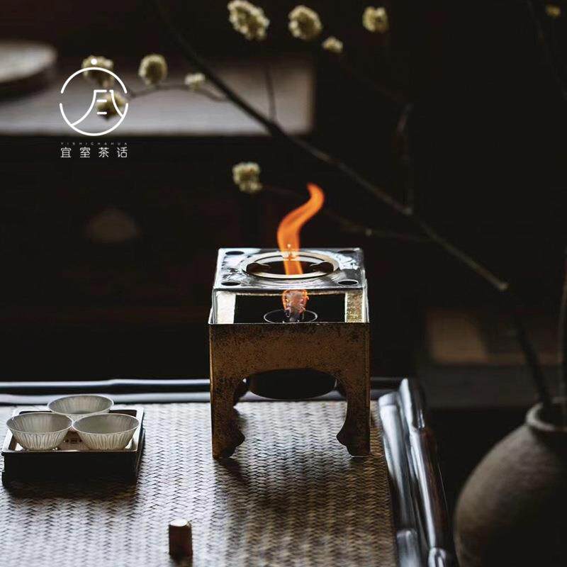 立木堂铁胎大漆金箔酒精炉加热烤茶炉中式家用煮茶器蜡烛温茶炉子