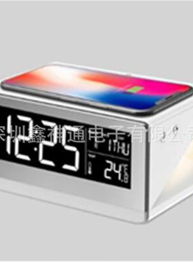 2018新品A12无线充电小夜灯AV高清屏数码时钟显示QI协议CEROHS