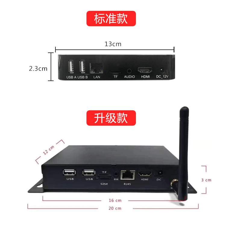 播放盒信息发布广告盒支持4G卡拼接屏播放盒