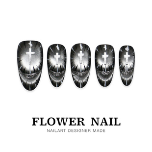 花芷「圣光神谕」甜酷十字架美甲纯手工穿戴甲2026新款爆款高级感