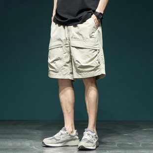 男士 宽松大码 胖子速干五分裤 潮牌工装 冰丝休闲裤 短裤 薄款 美式 夏季